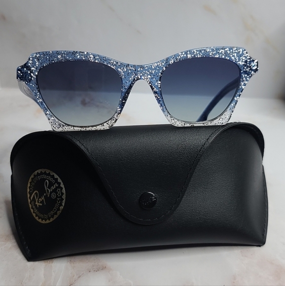 Burberry butterfly bluebird blue glitter sunglasses New - Picture 7 of 11